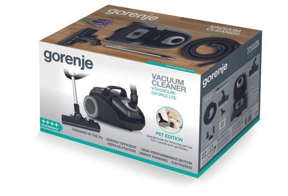 Пилосос Gorenje мішковий, 700Вт, 3л, HEPA, щітка Xpand Zone, телескоп, чорний (VCEA28GLBK) [105576]