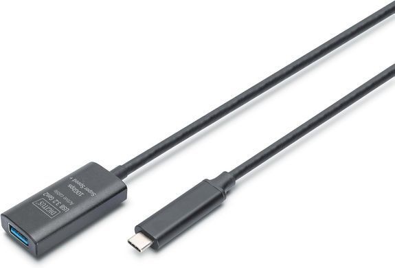 Подовжувач DIGITUS USB 3.2 Gen2 Active Cable 10G, C/M-A/F, 5м, чорний (DA-73113) [108630]