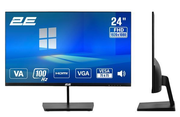 Монітор 2E 23.8" B2425B D-Sub, HDMI, MM, VA, 100Hz, FreeSync (2E-B2425B-01.EU) [113786]