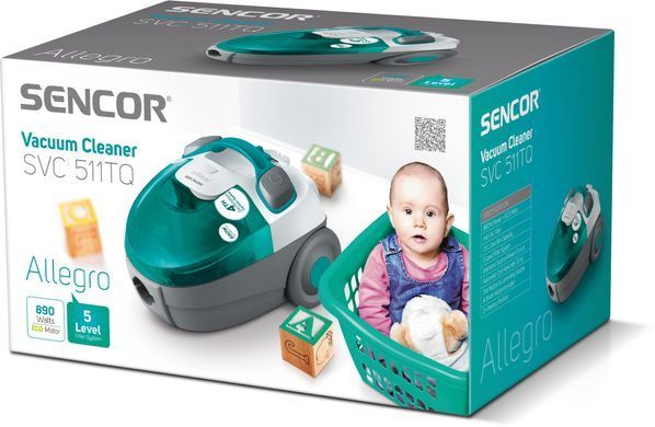 Пилосос Sencor контейнерний Allegro, 890Вт, конт пил -1.5л, НЕРА, синьо-сірий (SVC511TQ-EUE2) [105666]