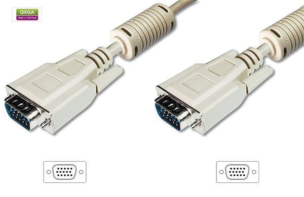 Кабель VGA (M/M) DIGITUS, 15м, ферит, бежевий (AK-310103-150-E) [112584]