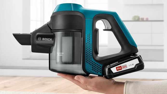 Пилосос Bosch безпровідний, конт пил -0.4л, автон. робота до 30хв, вага-2.3кг, НЕРА, чорний (BBS611LAG) [12338]