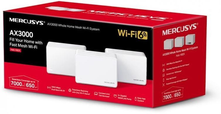 WiFi Mesh-система Mercusys Halo H80X 3-pack (HALO-H80X-3-PACK) [612917]