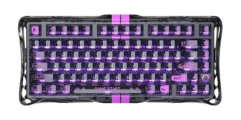 Клавіатура магнітна GravaStar Mercury V75 Lite 75keys, Blackcore, USB-A, Transparent Black (GSV75LITE_XTAL_BLK) [114353]