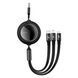 Кабель Baseus Bright Mirror 2 Series Retractable 3-in-1 Fast Charging Data Cable USB to M+L+C 66W 1.1m Black (CAMJ010101) [802606], фото 1