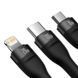 Кабель Baseus Flash Series Ⅱ One-for-three Fast Charging Cable Type-C to M+L+C 100W 1.5m Black (CASS030201) [802613], фото 3
