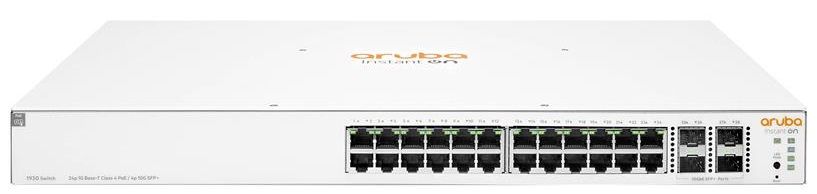 HPE Комутатор Aruba Instant On 1930, 24xGE, 4x1/10GE SFP ports, 195W PoE Class 4, LT Warranty (JL683B)