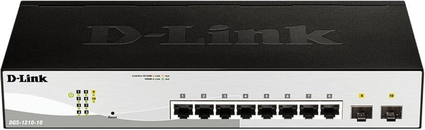Комутатор D-Link 8xGE, 2xSFP WebSmart (DGS-1210-10) [104825]
