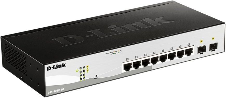 Комутатор D-Link 8xGE, 2xSFP WebSmart (DGS-1210-10) [104825]