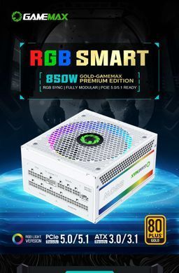 Блок живлення GAMEMAX (RGB 850 PRO WH (ATX3.1PCIe5.1)) [303201]
