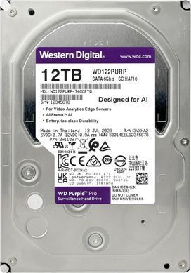 Жорсткий диск WD 12TB 3.5" 7200 512MB SATA Purple Pro Surveillance (WD122PURP) [109419]