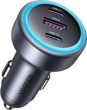 Автозарядка 3xUSB 30W (2xUSB-C + USB-A) QC 4.0 Сіра (EC307) UGREEN (45843) [404195]