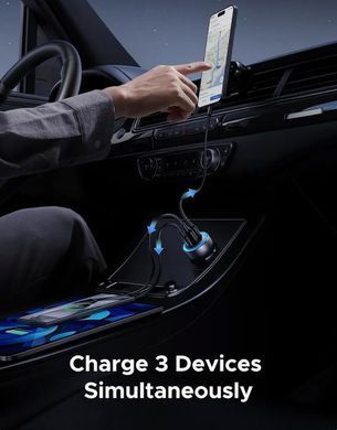 Автозарядка 3xUSB 30W (2xUSB-C + USB-A) QC 4.0 Сіра (EC307) UGREEN (45843) [404195]