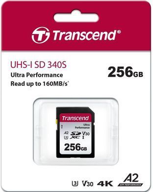 Карта пам'яті Transcend SD 256GB C10 UHS-I U3 A2 R160/W90MB/s 4K (TS256GSDC340S) [108931]