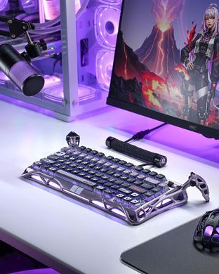 Клавіатура магнітна GravaStar Mercury V75 Pro 80keys, GravaStar x Gateron Jade Gaming, USB-A, 8k, RGB, Iron Purple (GSV75PRO_PL) [114354]