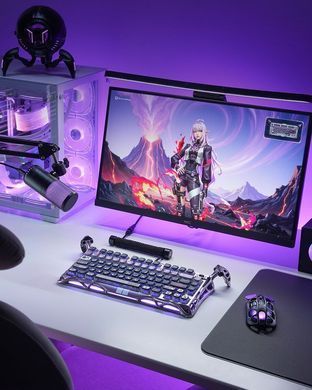 Клавіатура магнітна GravaStar Mercury V75 Pro 80keys, GravaStar x Gateron Jade Gaming, USB-A, 8k, RGB, Iron Purple (GSV75PRO_PL) [114354]