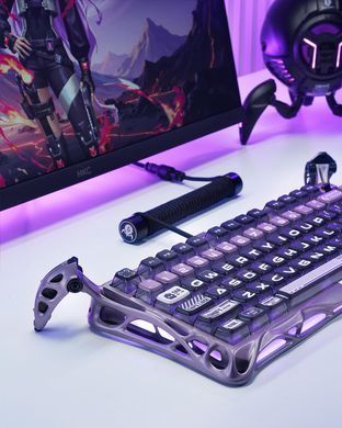 Клавіатура магнітна GravaStar Mercury V75 Pro 80keys, GravaStar x Gateron Jade Gaming, USB-A, 8k, RGB, Iron Purple (GSV75PRO_PL) [114354]