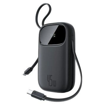 Зовнішній акумулятор Baseus EnerFill FC31 Qpow 3 Digital Display Power Bank with USB-C+iP Cables 20000mAh 45W Cosmic Black (E0028D00) [806198]