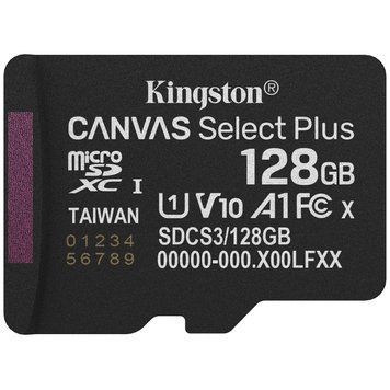 Карта пам`яті MicroSDXC 128GB UHS-I Class 10 Kingston Canvas Select Plus R150MB/s (SDCS3/128GBSP) [613218]