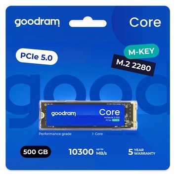 Накопичувач SSD 500GB Goodram Core M.2 2280 PCIe 5.0 x4 NVMe 3D NAND (SSDR-GRC01-500-80) [615852]