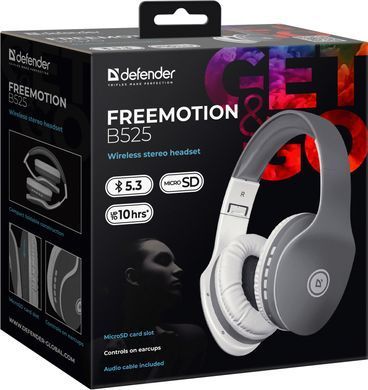 Гарнітура Defender FreeMotion B525 Bluetooth+3,5мм, White-Gray (63527) [401776]