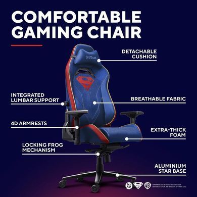 Крісло Trust GXT721SM Ruya Pro Superman edition, ПУ шкіра, Foldable Armrests, синій (25742_TRUST) [113677]