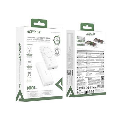 Зовнішній акумулятор ACEFAST M26-10000 PD20W magnetic fast wireless charging power bank White (6974316285212) [806351]
