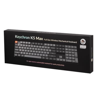 Клавіатура механічна Keychron K5 Max 104Key, Gateron MX 2.0 Brown, WL/BT/USB-A, QMK, White Led, чорний (K5M-A3-UA) [103667]