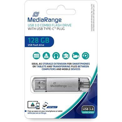 Флеш-накопичувач USB3.0 128GB Type-C MediaRange Silver (MR938) [607298]