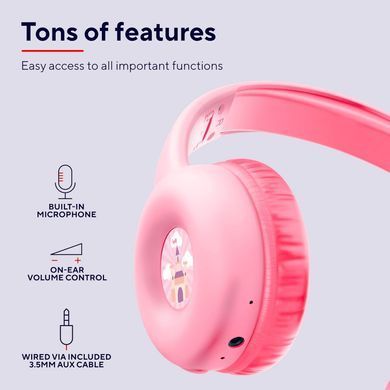 Навушники On-ear Trust Nouna Kids, Wireless, Mic, Рожевий (25274_TRUST) [107487]