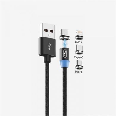 Кабель SkyDolphin S59KIT Magnetic USB - Lightning + microUSB + Type-C (M/M) 1 м, Black (SDUSB-000547) [611239]