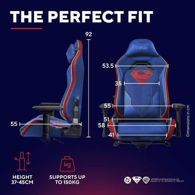 Крісло Trust GXT721SM Ruya Pro Superman edition, ПУ шкіра, Foldable Armrests, синій (25742_TRUST) [113677]