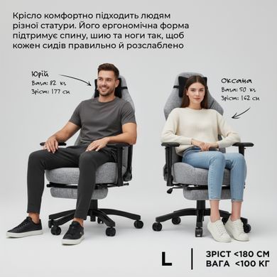Крісло для геймерів Anda Seat Luna Pro Size L Gray Fabric (AD18T-44-G-F) [617858]