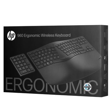 Клавіатура мембранна HP 960 BLK Ergonomic split-zone, 112key, BT, EN/UK, чорний (7E755AA) [103718]