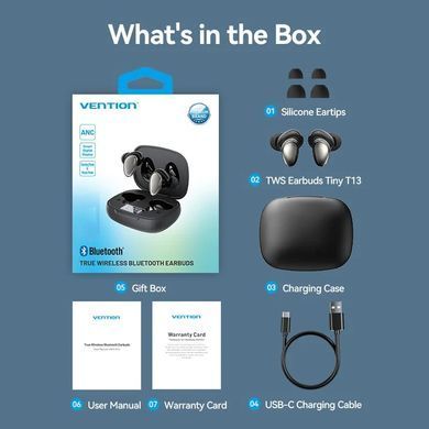 Навушники TWS Vention Tiny Earbuds T13 Black (NBNB0) [401965]