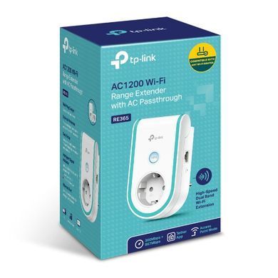 Розширювач покриття WiFi TP-LINK AC1200б 1хFE LAN, MESH, Розетка (RE365) [104444]