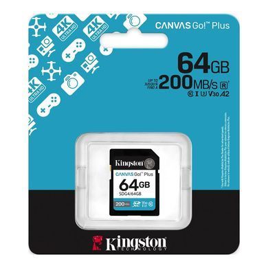 Карта пам`ятi SDXC 64GB UHS-I/U3 Class 10 Kingston Canvas Go! Plus R200/W200MB/s (SDG4/64GB) [613348]