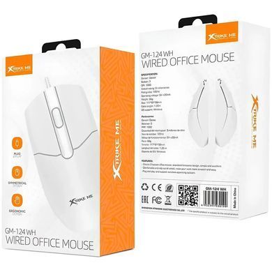 Мишка XTRIKE ME GM-124, USB, 1000dpi., 3кн., біла (GM-124WH) [401276]
