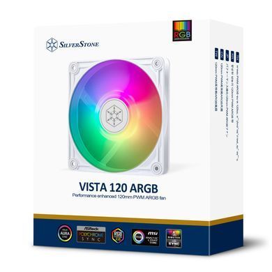 Корпусний вентилятор SilverStone Vista VS120W-ARGB, 120мм, 2000rpm, 4pin PWM, 3pin +5VARGB, 30.6dBa, білий (SST-VS120W-ARGB) [109594]