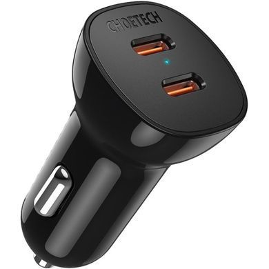 Автозарядка 2xUSB 40W (2xUSB-C) PD3.0 20W чорна Choetech (TC0008-V2-BK) [402140]