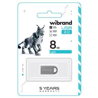 Флеш-накопичувач Wibrand USB 2.0 Lynx 8Gb Silver (WI2.0/LY8M2S) [802951]