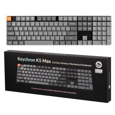 Клавіатура механічна Keychron K5 Max 104Key, Gateron MX 2.0 Brown, WL/BT/USB-A, QMK, White Led, чорний (K5M-A3-UA) [103667]