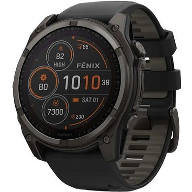 Смарт-годинник Garmin Fenix 8 51mm Sapphire Solar Carbon Gray DLC Titanium with Black Silicone (010-02907-70) [611356]