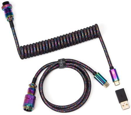 Кабель Type-A/Type-C Keychron Premium Coiled Aviator Cable-Straight Rainbow Palted black (CAB5_KEYCHRON) [108578]