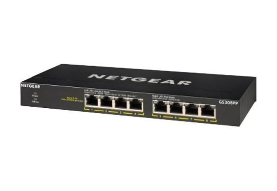Комутатор NETGEAR GS308PP 8xGE PoE, 83Вт, Некерований (GS308PP-100EUS) [104957]