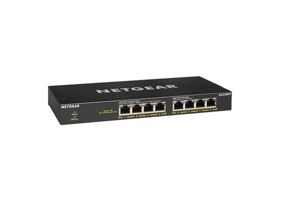 Комутатор NETGEAR GS308PP 8xGE PoE, 83Вт, Некерований (GS308PP-100EUS) [104957]