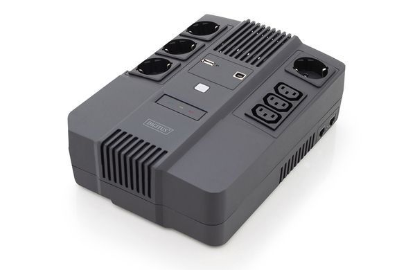 Джерело безперебійного живлення DIGITUS 800VA/480W, LED, RJ45, USB, 4xSchuko+3xC13 (DN-170111) [102916]