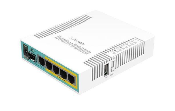 Маршрутизатор MikroTik RouterBoard hEX PoE (800MHz/128Mb, 1xUSB, 5х1000Мбит, Passive PoE) (RB960PGS) [611603]