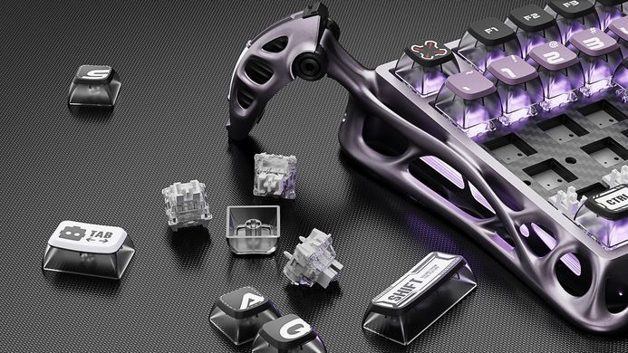 Клавіатура магнітна GravaStar Mercury V75 Pro 80keys, GravaStar x Gateron Jade Gaming, USB-A, 8k, RGB, Iron Purple (GSV75PRO_PL) [114354]