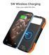 УМБ Choetech 10000mAh 2xUSB-A,1xUSB-C,solar panel, Qi-5W Black-Orange (B659-OR) [405424], фото 6